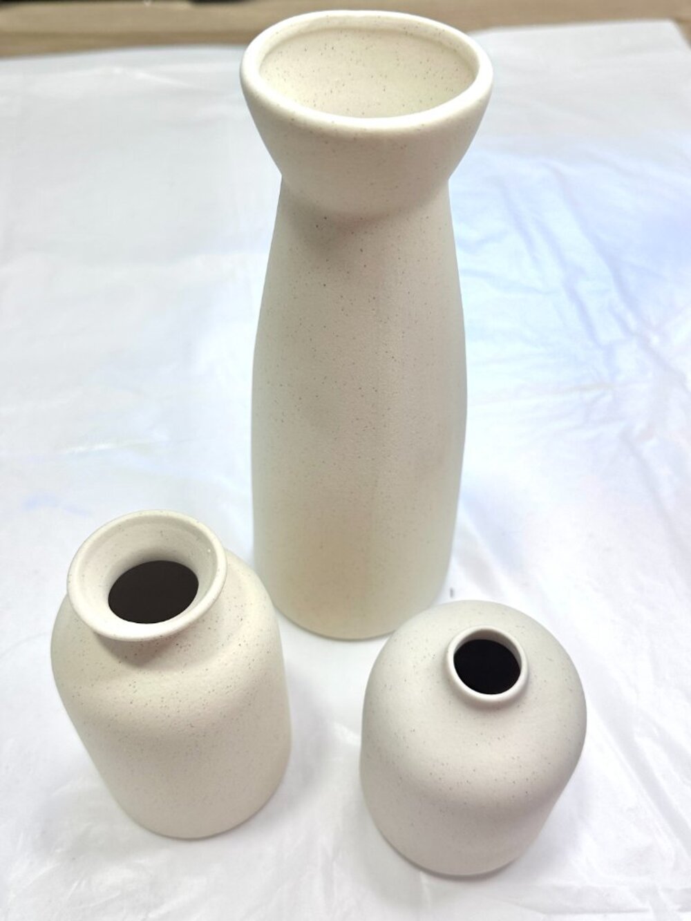Set of 3 White Ceramic Vase Pampas Grass Flowers Small Vases Decor Home Indoor